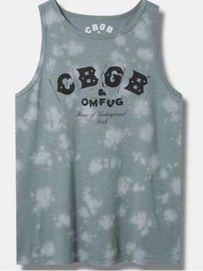 Torrid 1X Grey CBGB Tie Dye Cotton Tank Top